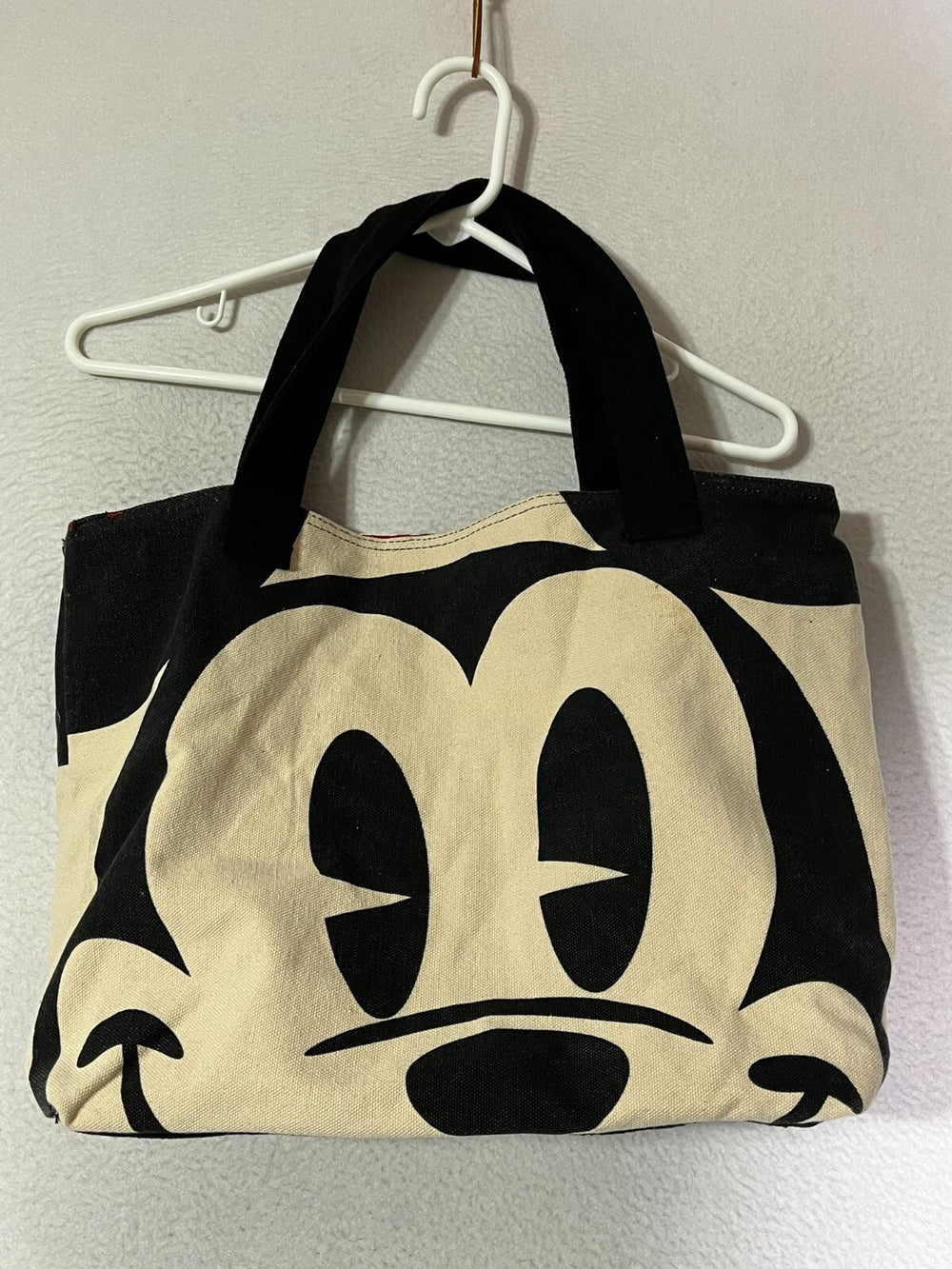 Disney Black White Mickey & Minnie Faces Tote Bag Womens One Size