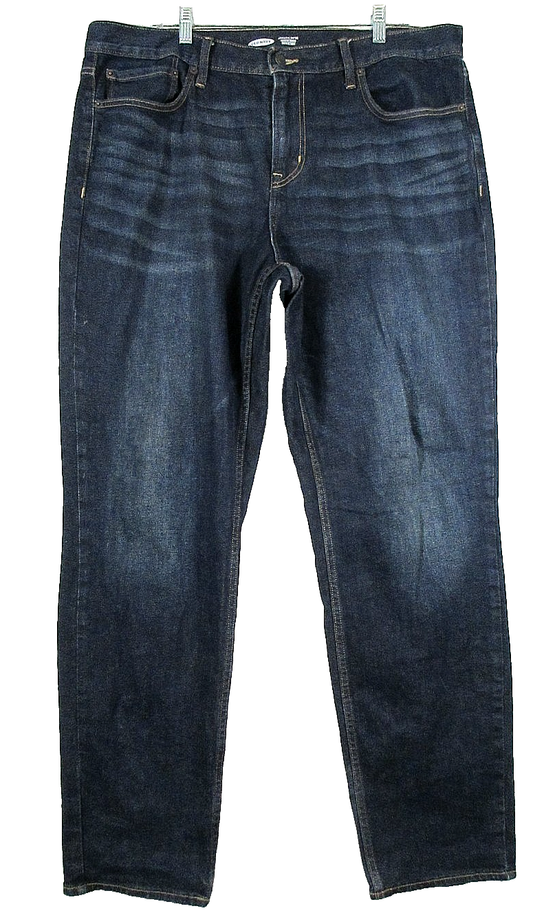 Old Navy Mens Mid Rise Straight Jeans Stretch Denim Pockets Size 38X34 Blue
