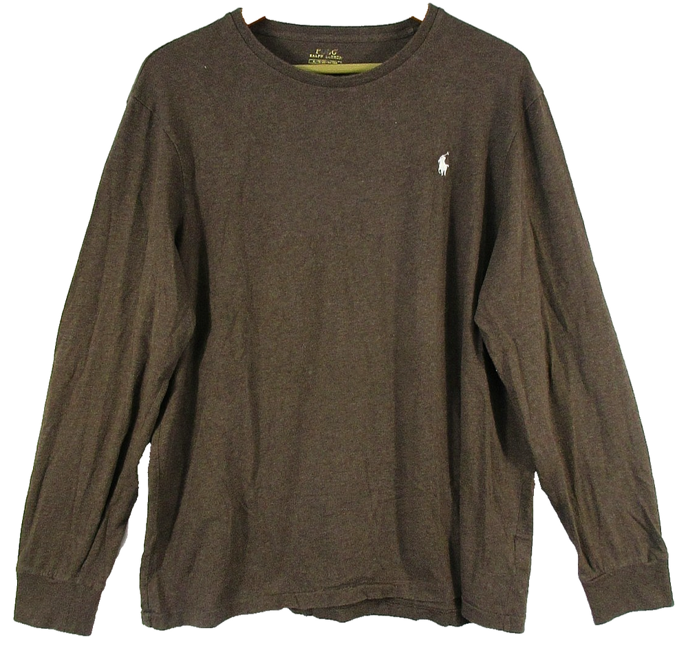 Polo Ralph Lauren Mens Crew Neck T-Shirt Lightweight Long Sleeve Size XL Brown