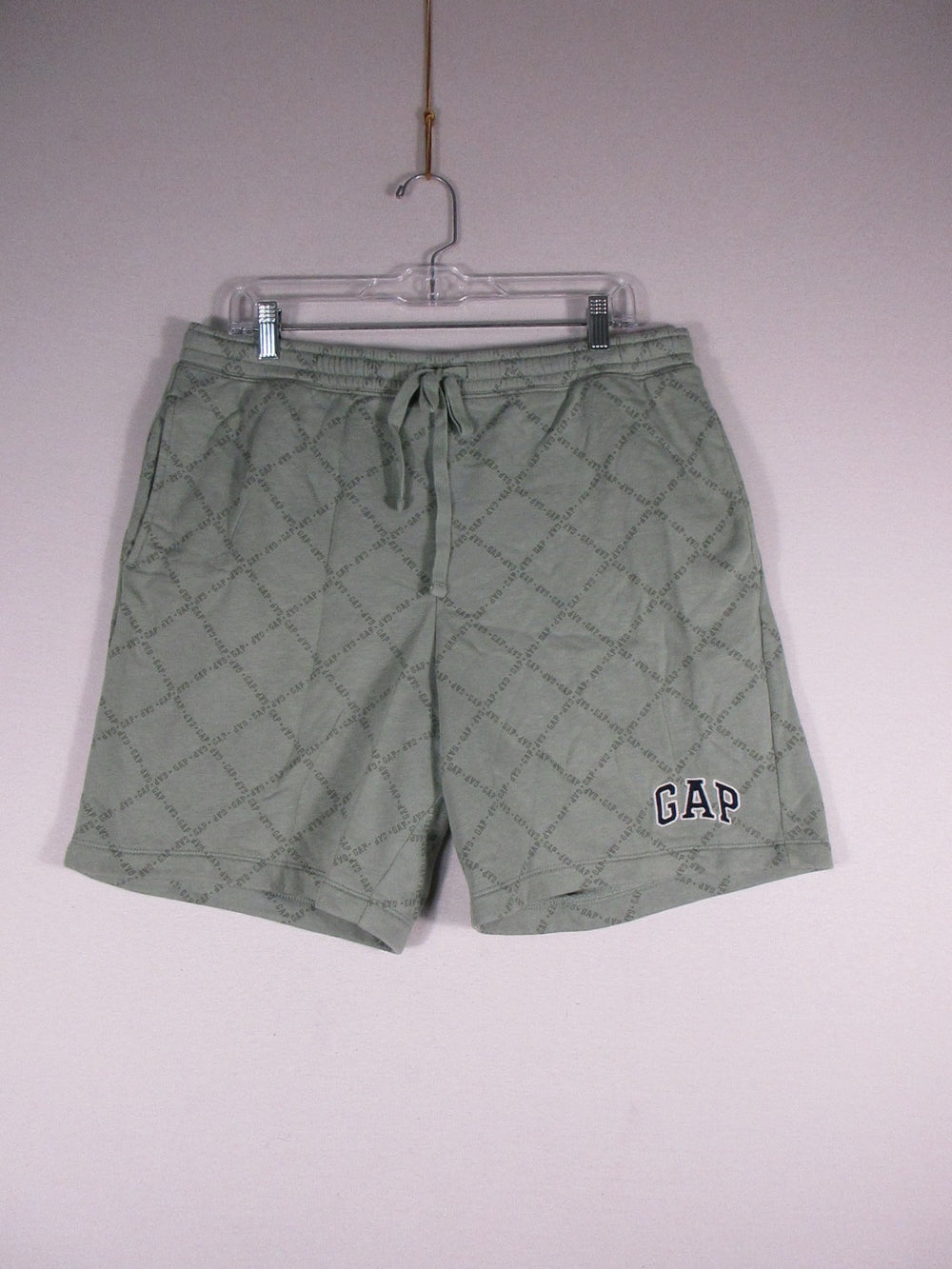 Gap Mens Soft Comfy Fleece Logo Sweat Shorts Drawstring Waist Size L Green