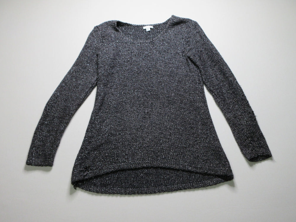 J.Jill Black Metallic Long Sleeve Pullover Knitted Sweater Cotton Womens Size XS