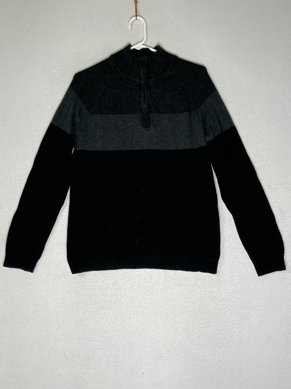 Calvin Klein Black Colorblock Zip Neck Jumper Sweater 100% Cotton Men's Size M