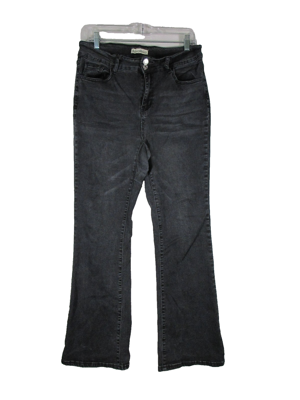 Luvamia Womens High Waist Boot Cut Jeans Wide Leg Pockets Size L Black
