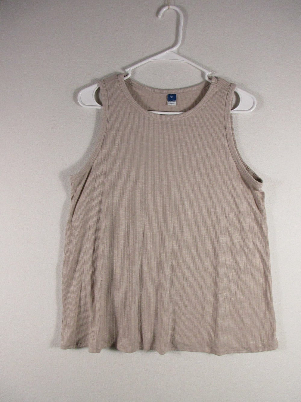 Old Navy Womens Luxe Tank Top Crew Neck Ribbed Knit Sleeveless Size M Beige