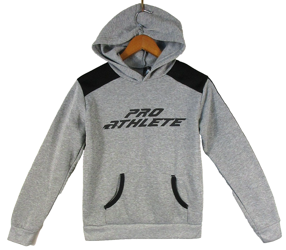 Pro Athlete Boys Pullover Hoodie Sweatshirt Long Sleeve Pockets Size 14/16 Gray