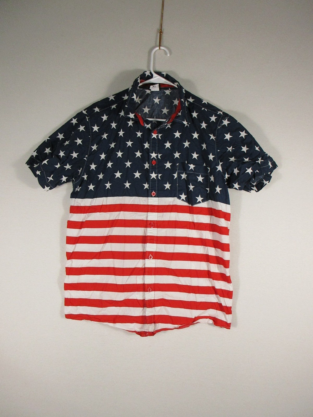 Fifth Sun Mens American Flag Button Down Shirt Short Sleeve Size XL Blue/Red