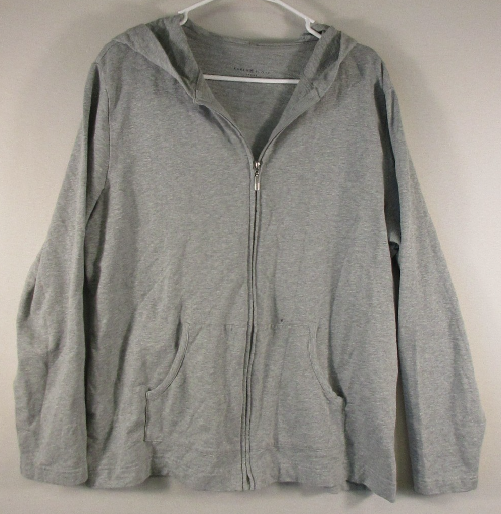 Karen Scott Mens Sport Zip-Up Hoodie Sweatshirt Long Sleeve Pockets Size XL Gray
