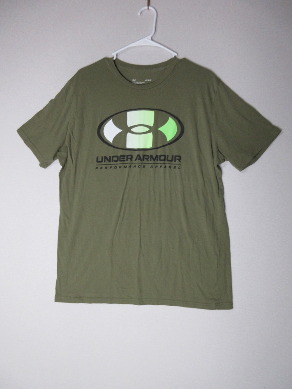 Under Armour Mens Regular Fit Logo Crew Neck T-Shirt Short Sleeve Size L Green
