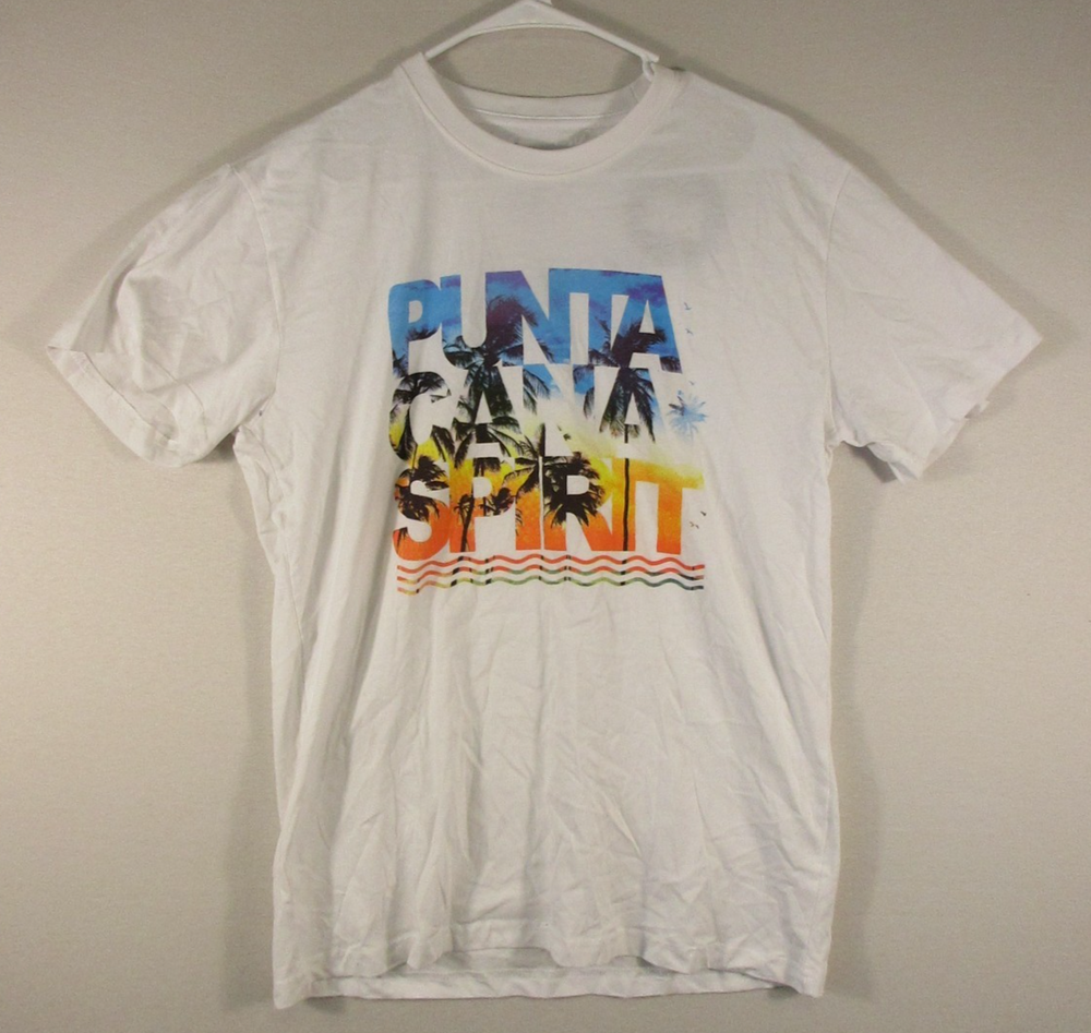 See You Sun Beachwear Co. Mens Punta Cana Graphic T-Shirt Round Neck Sz M White