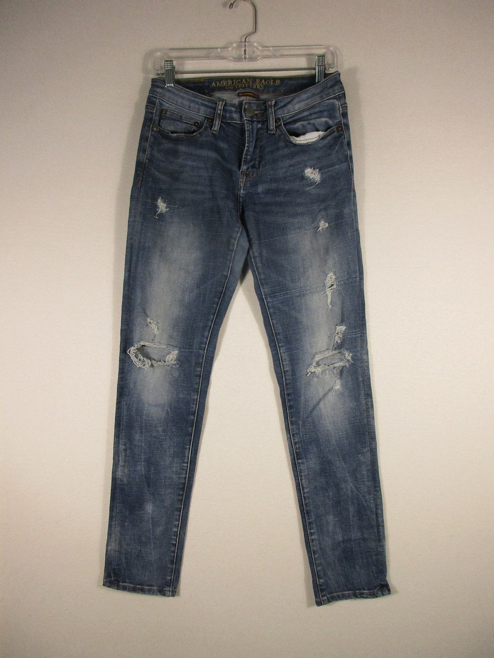 American Eagle Mens Skinny Jeans Stretch Denim Distressed Size 28X32 Blue