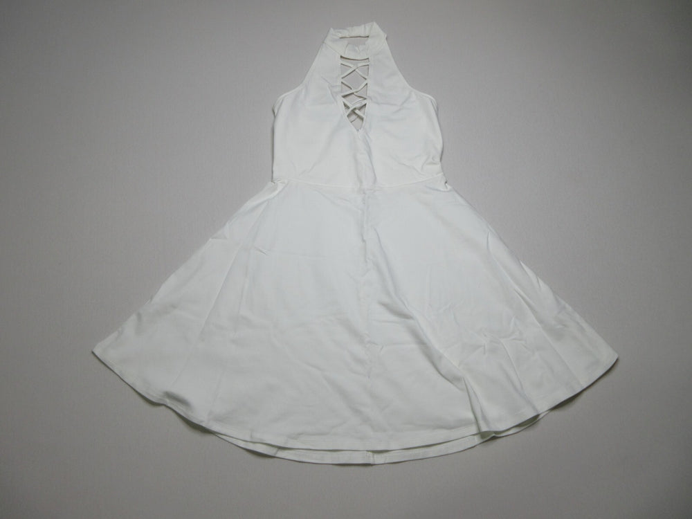 Express Womens Lace-Up Choker Neck Skater Dress Sleeveless Size S White NWT