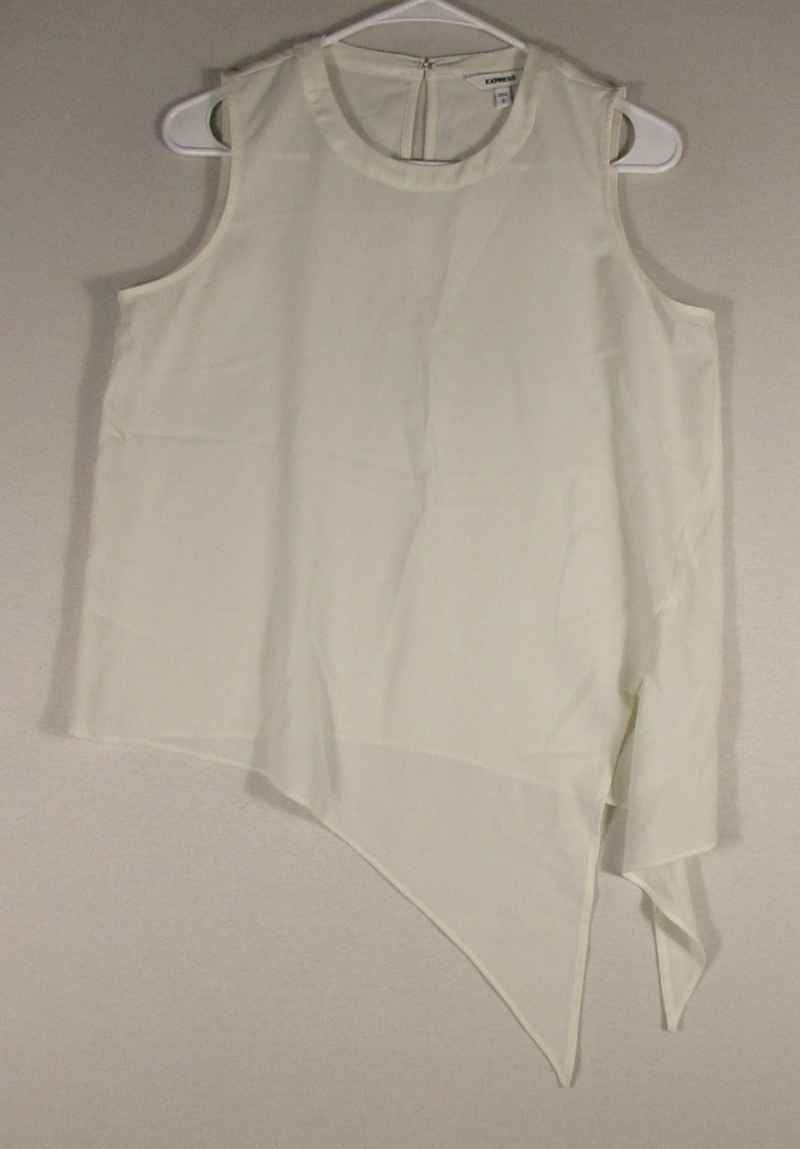 Express Womens Scoop Neck Tank Top Back Slit Sleeveless Size S White