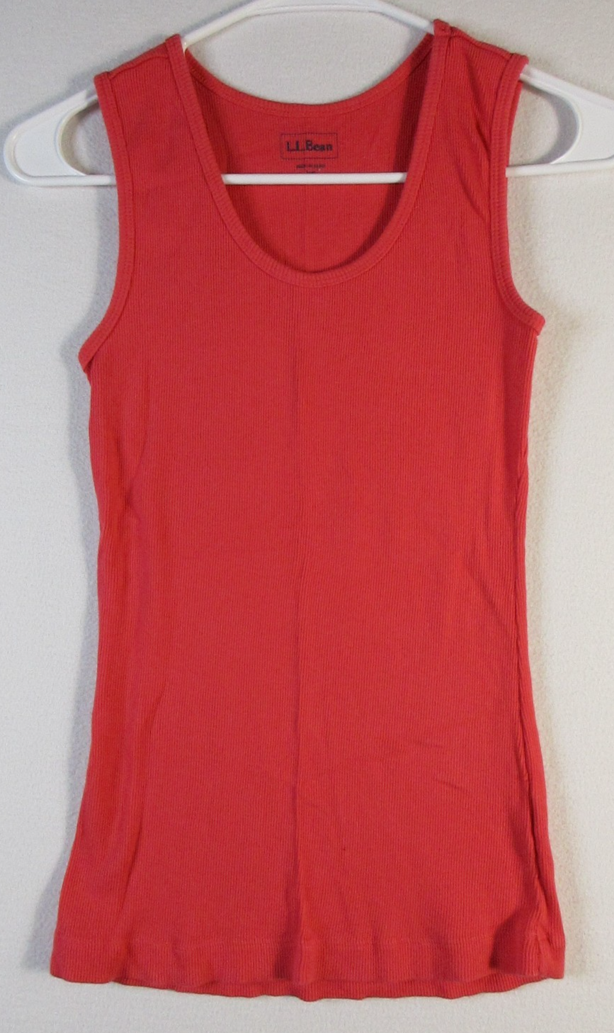 L. L. Bean Womens Rib Knit Tank Top Sleeveless Scoop Neck Size XS Red