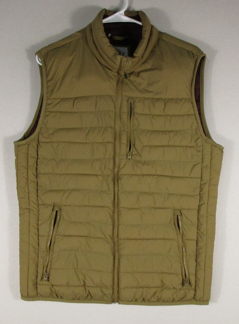 Gap Mens Front Zip Mock Neck Vest Jacket Sleeveless Pockets Size M Yellow