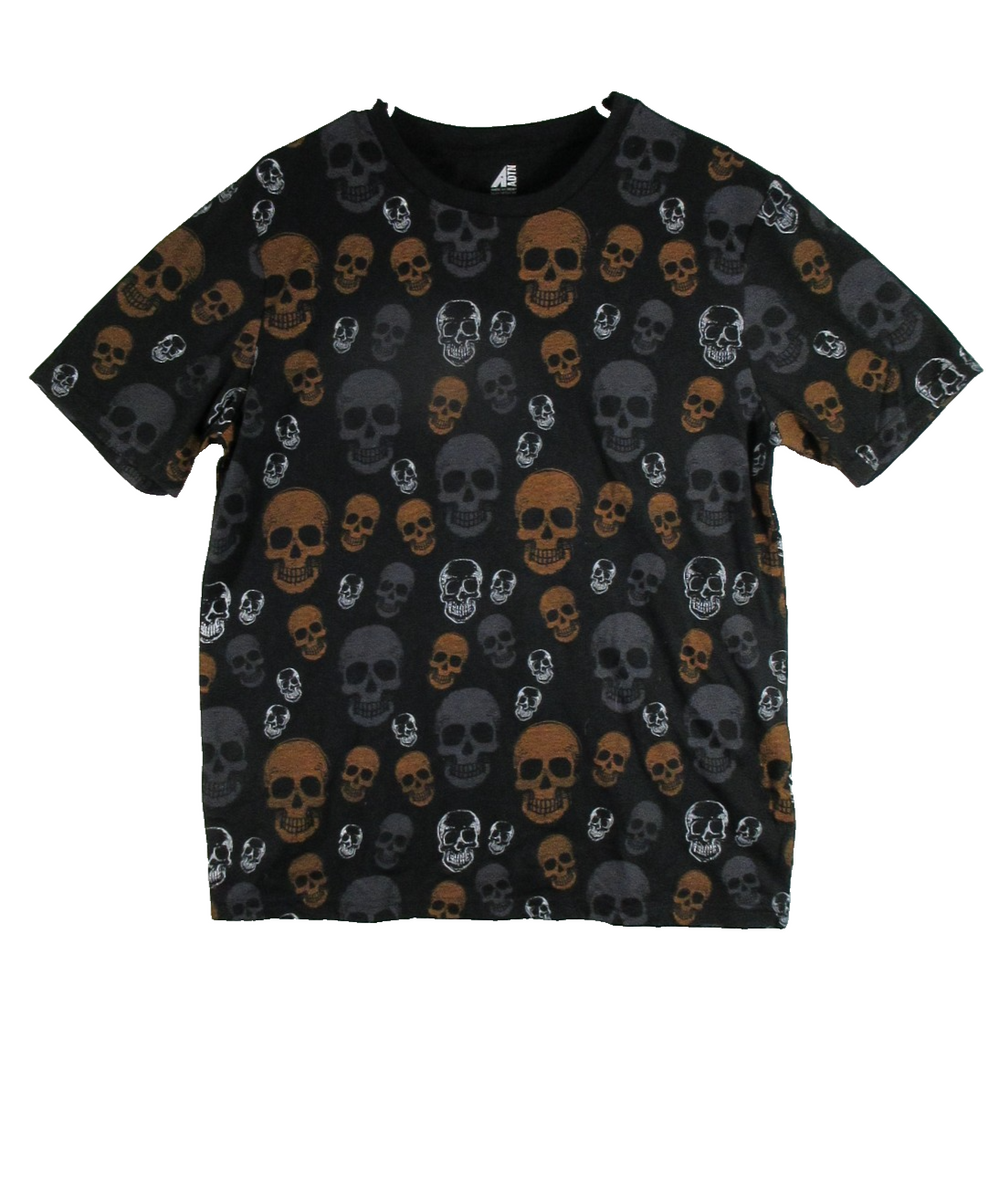ADTN Mens Skulls Halloween T-Shirt Crew Neck Short Sleeve Size M Black