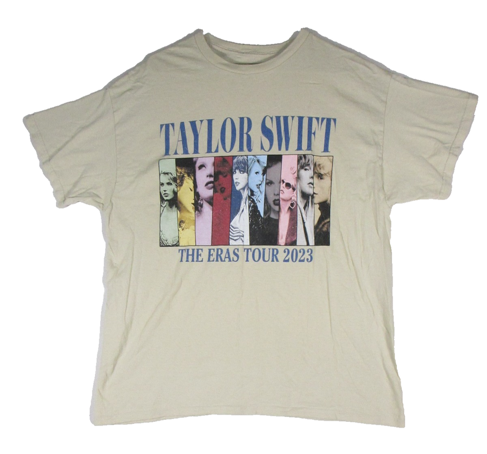 Taylor Swift The Eras Tour 2023 Graphic Mens T-Shirt Short Sleeve Size L Beige
