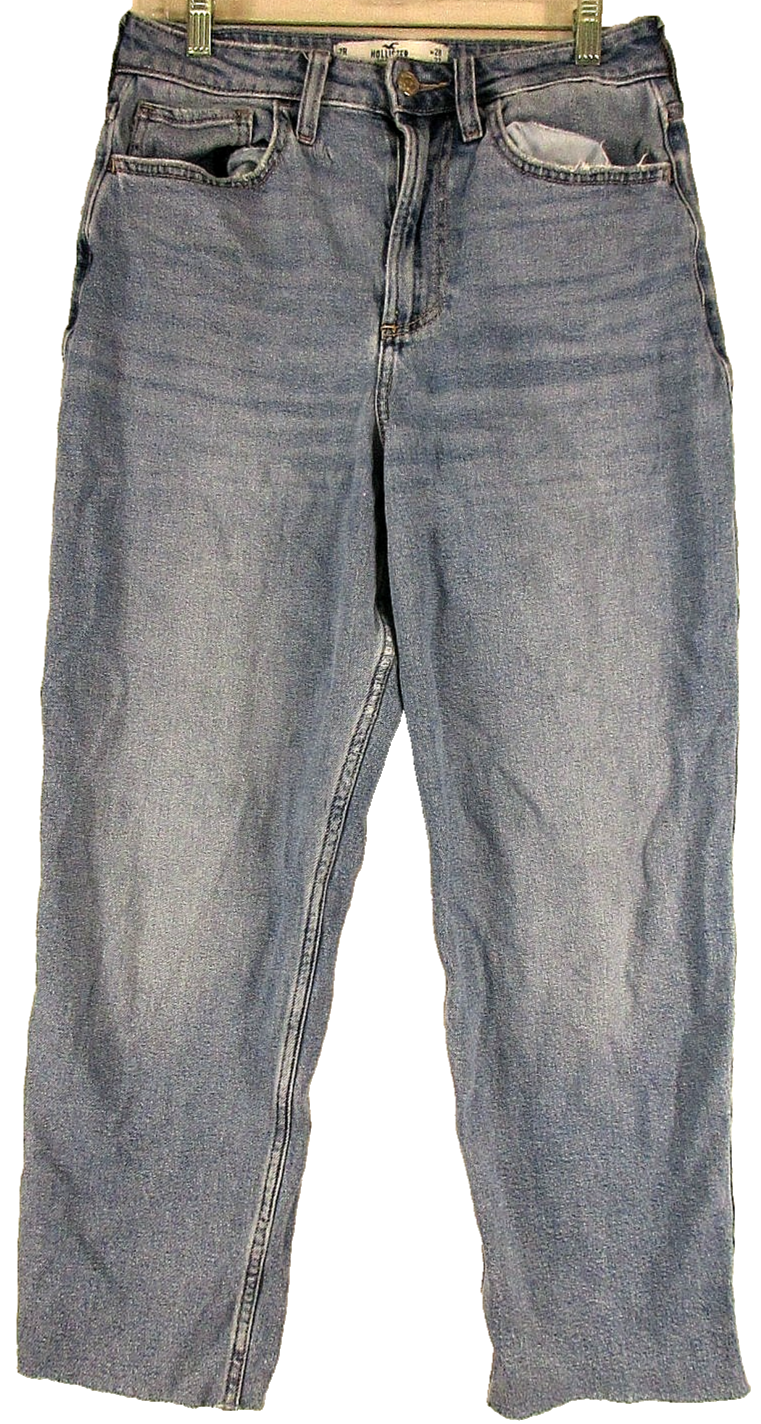 Hollister Womens High Rise Vintage Straight Jeans Button Fly Size W28/L27 Blue