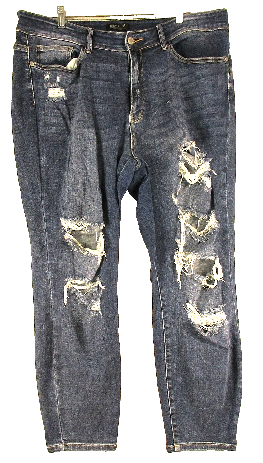 Judy Blue Womens High Waist Stretch Denim Jeans Distressed Pockets Size 18 Blue