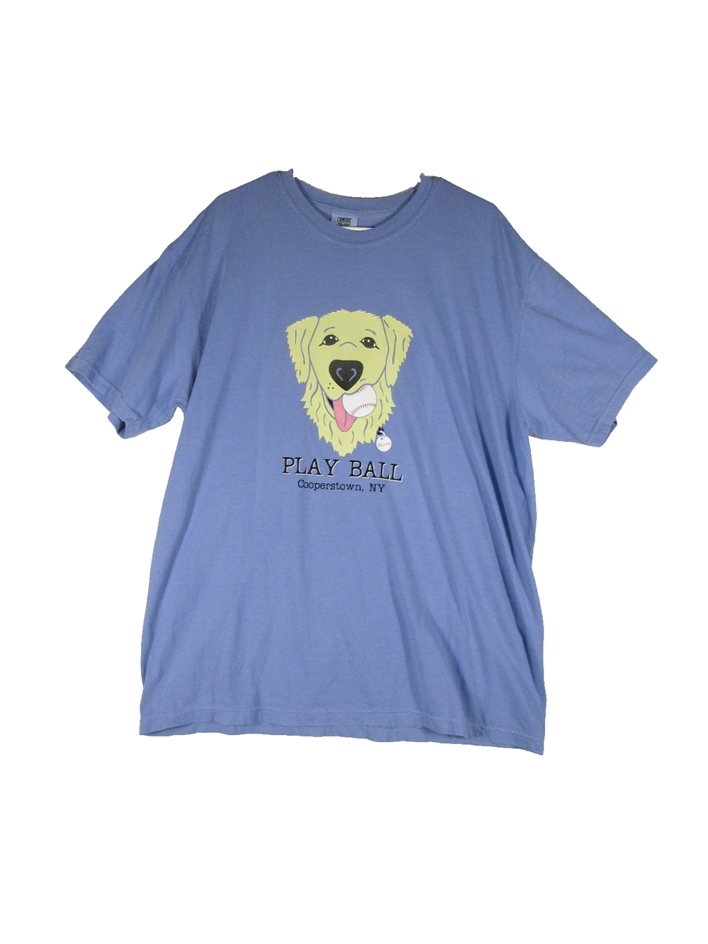 Comfort Color Mens Play Ball Graphic T-Shirt Short Sleeve Size XL Blue