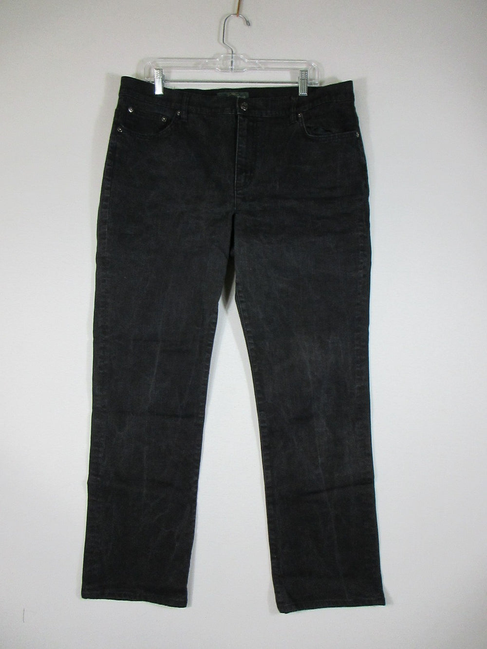 Ralph Lauren Mens Stretch Mid Rise Straight Jeans Dark Wash Size 16 Black