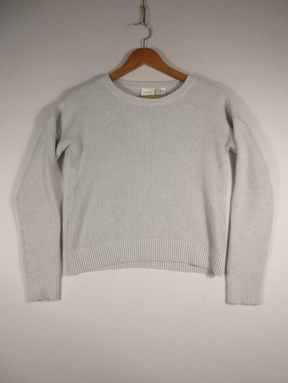 Cyrus Womens Pullover Cropped Sweater Crew Neck Long Sleeve Size S Beige