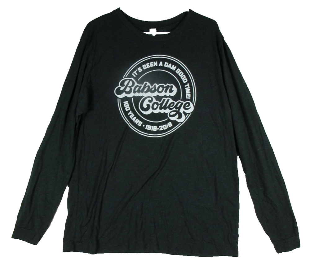 Bella + Canvas Mens Babson College Graphic T-Shirt Long Sleeve Size XL Green