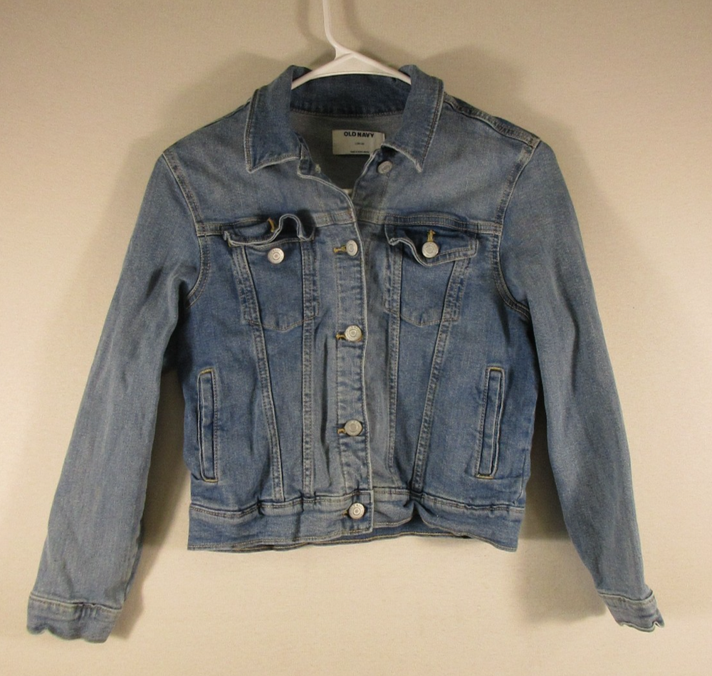 Old Navy Womens Button-Up Denim Jean Jacket Long Sleeve Pockets Size L Blue