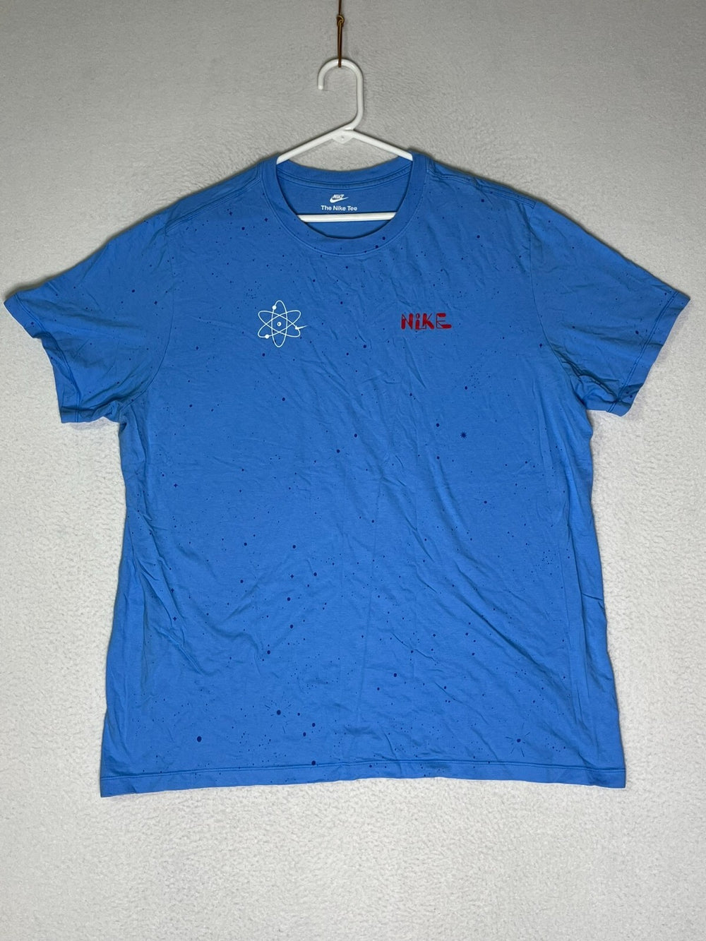 Nike Blue Polka Dots Crew Neck T Shirt The Nike Tee Graphic 100% Cotton Mens XL