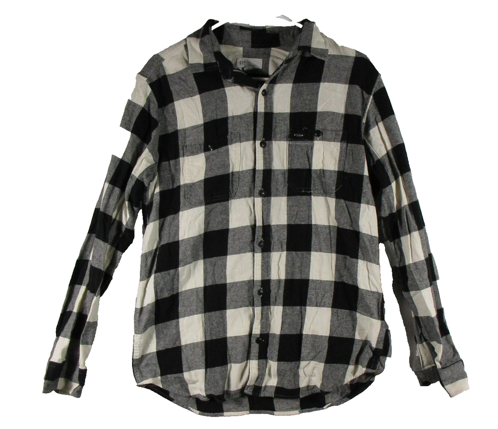 Gap Mens Standard Fit Plaid Flannel Shirt Long Sleeve Size M Black/Gray