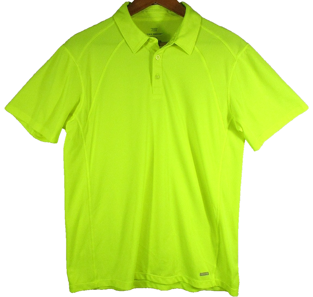 Tek Gear Mens Button-Up Performance Golf Polo Shirt Short Sleeve Size M Yellow