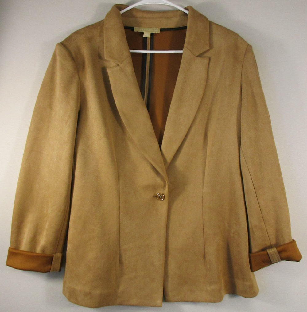 Hope & Harlow Womens Button-Up Blazer Jacket Notched Collar Size L Brown