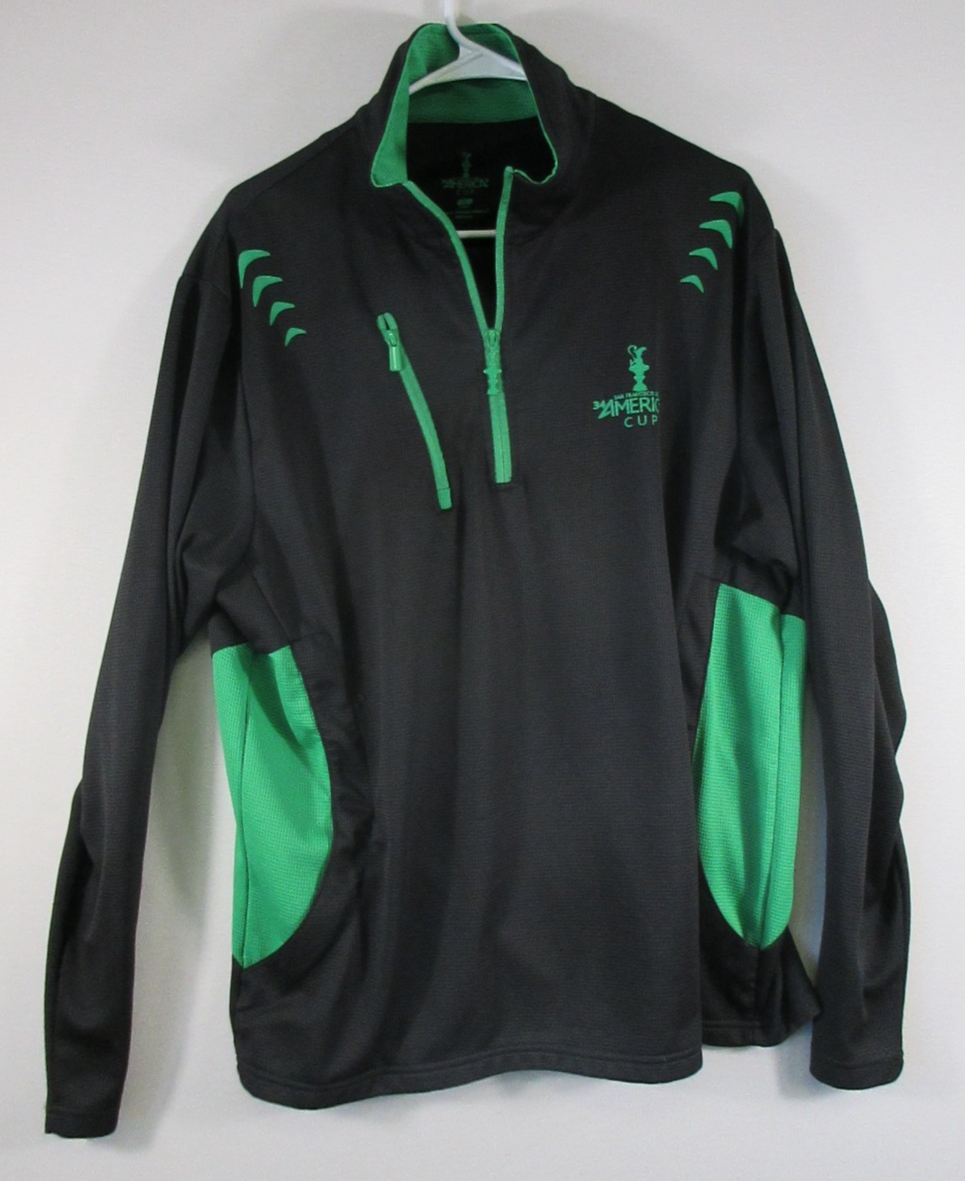34 America's Cup Mens Pullover Zip-Up Jacket Long Sleeve Pockets Size L Black