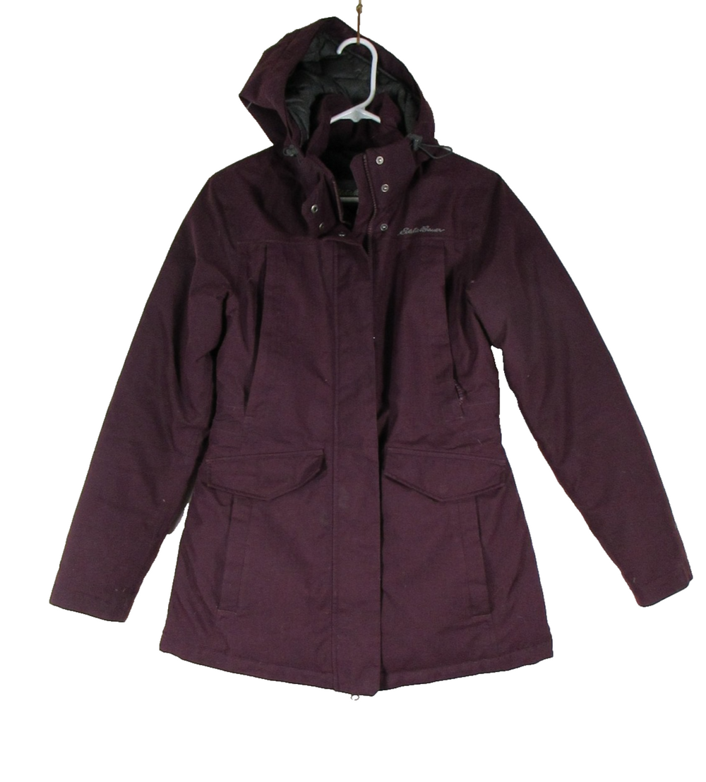Eddie Bauer Womens Full Zip Hooded Jacket Long Sleeve Size XS Burgundy