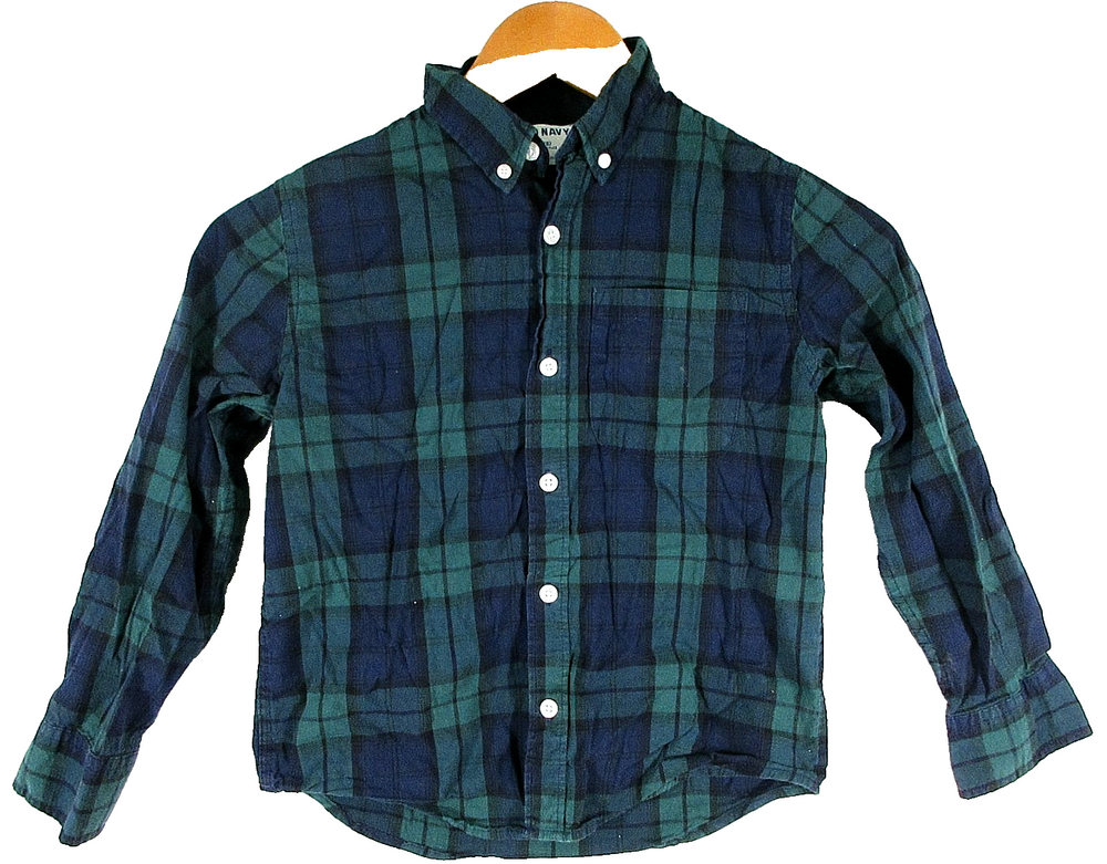 Old Navy Boys Button Front Pleated Shirt Long Sleeve Collared Size M Green