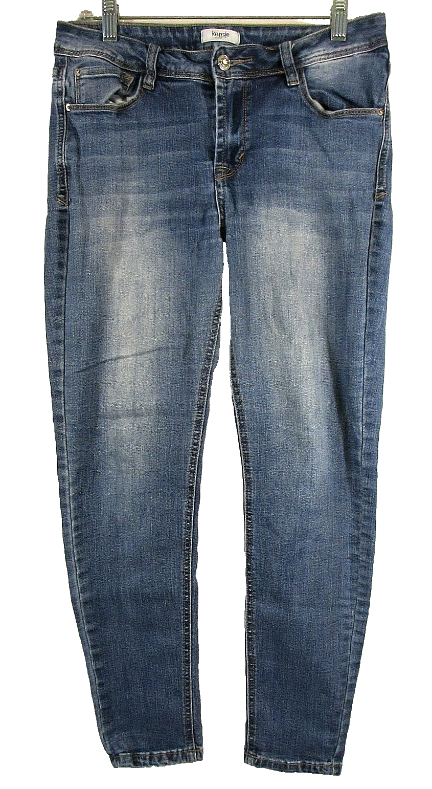Kensie Jeans Womens Mid Rise Skinny Jeans Button Fly Pockets Size 8/29 Blue