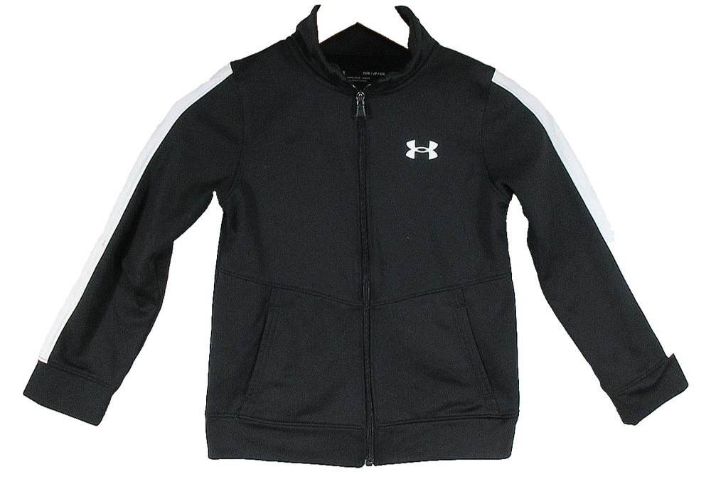 Under Armour Kids Full Zip Knit Track Jacket Long Sleeve Pockets Size S Black