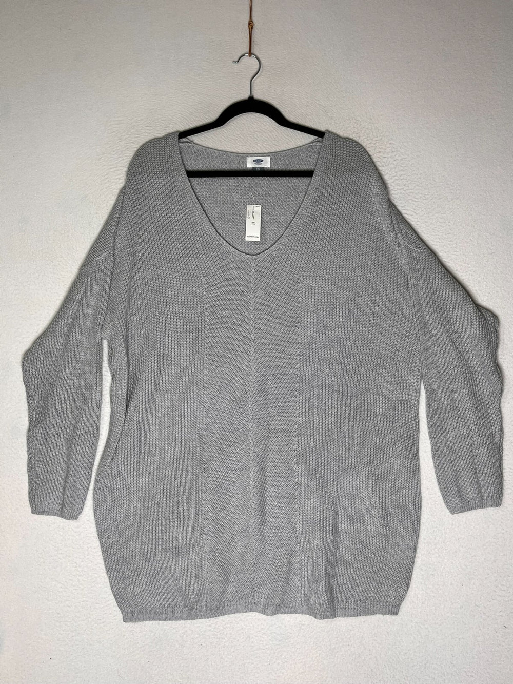 Old Navy Gray Long Sleeve Ribbed Knit Tunic Sweater Dress Women's Size XXL NWT