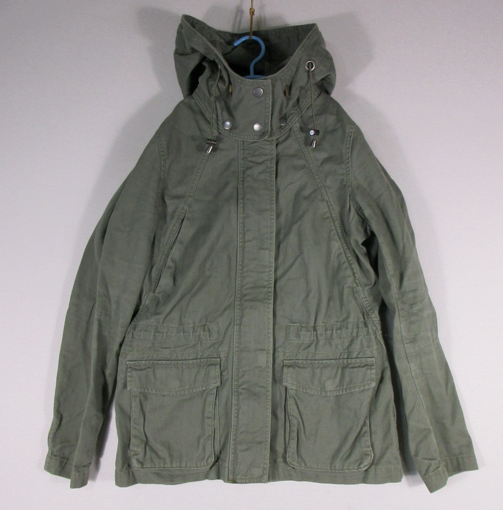 Label of Graded Goods Womens Jacket Long Sleeve Hooded Pockets Size 6 Green