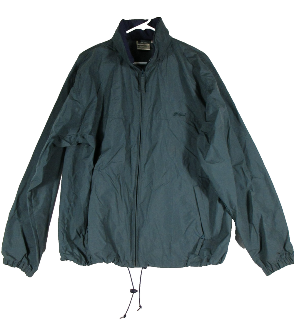 LL Bean Mens Columbia Jacket Long Sleeve Full Zip Polo-Neck Size L Tall Green