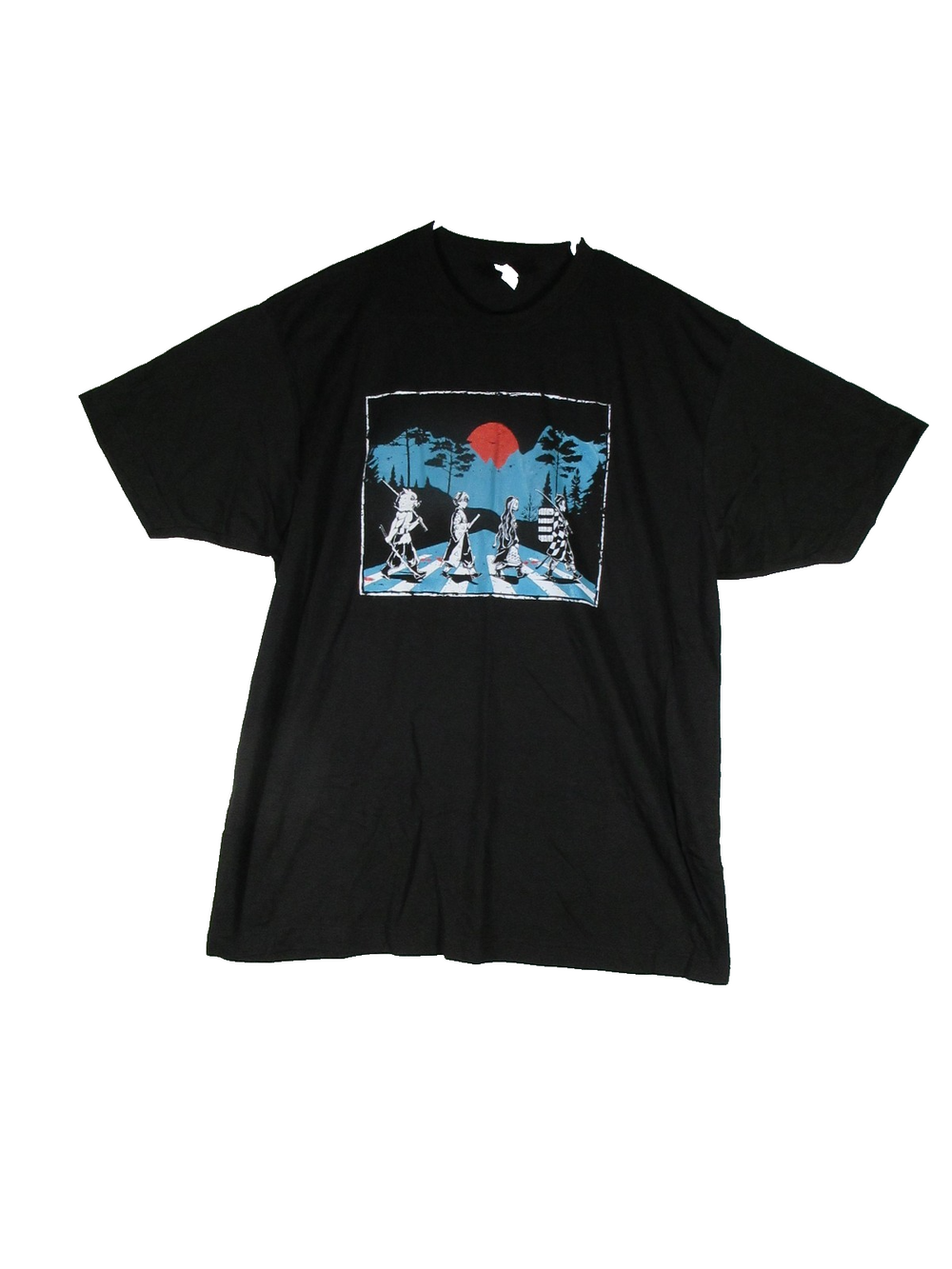 Tultex Mens Pull-On Graphic T-Shirt Crew Neck Short Sleeve Size XL Black