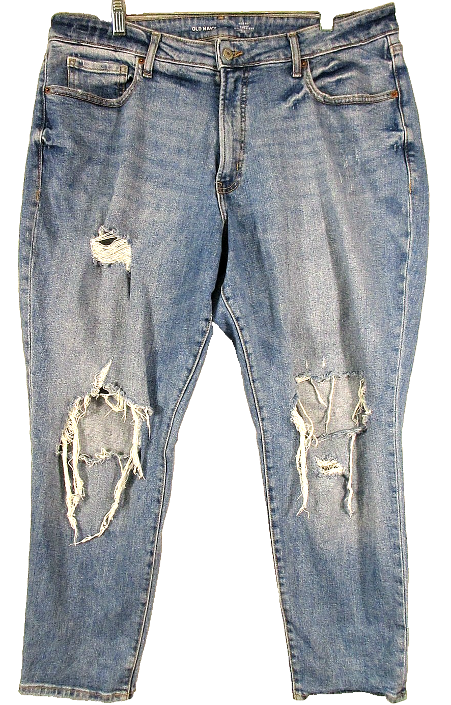 Old Navy Women High Rise Curvy Straight Jeans Secret Smooth Pockets Size 18 Blue