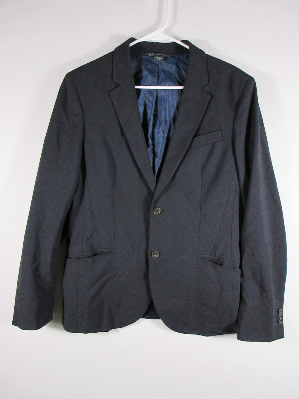 Armani Exchange Mens Regular Dress Jacket Long Sleeve Collar Neck Size 40 Blue