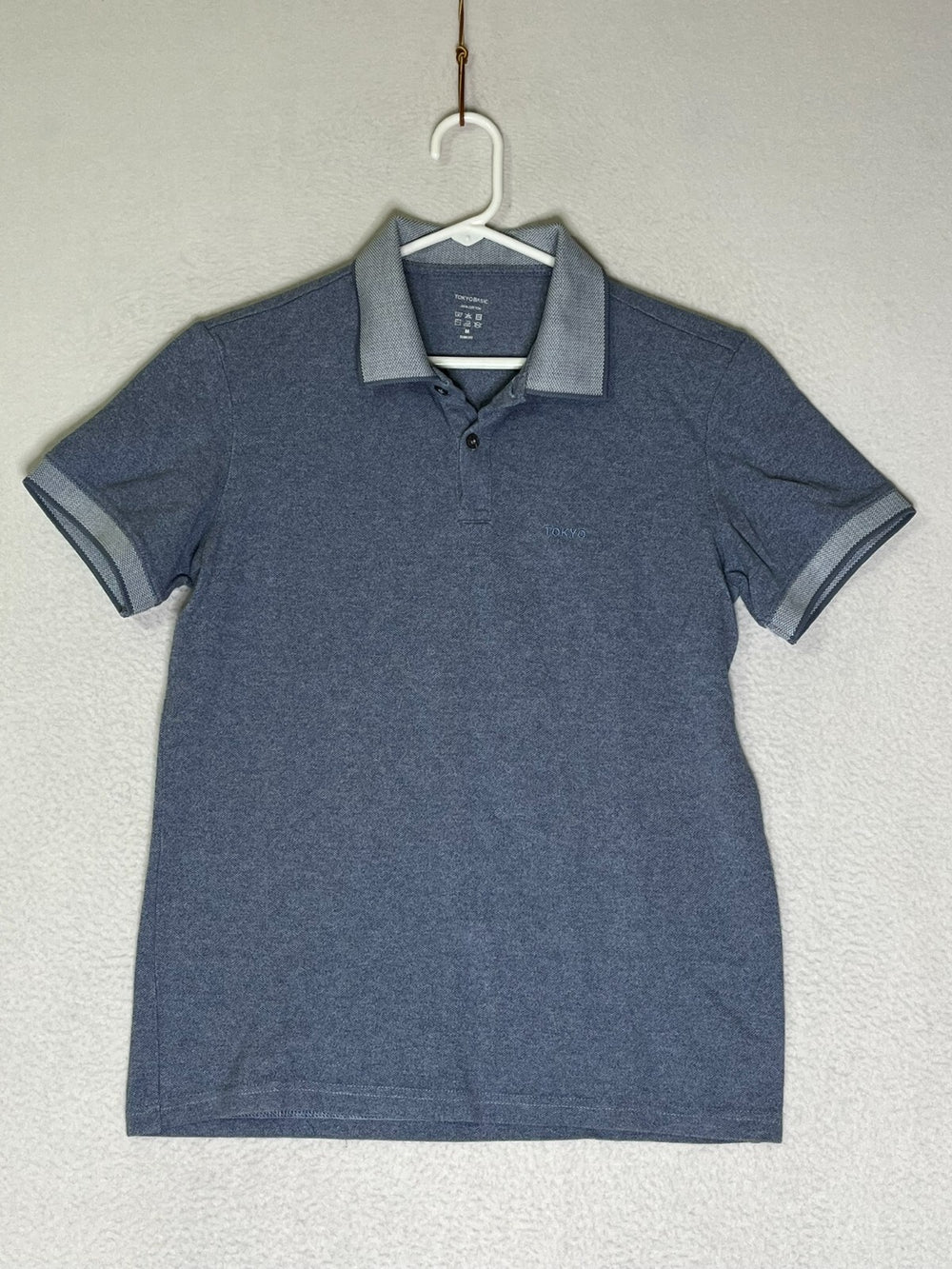 Tokyo Basic Grey Polo Shirt Slim Fit 100% Cotton Short Sleeve Mens Size Medium