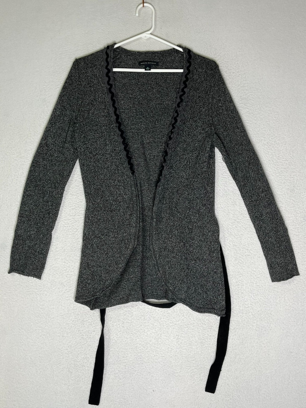 Banana Republic Heather Grey Cardigan Sweater Open Front Tie Waist Womens Small