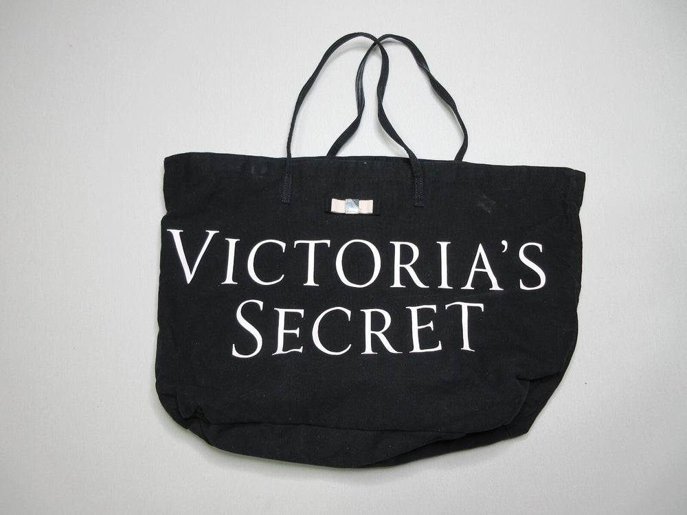 Victoria's Secret Womens Shopper Purse Travel Bag Double Handle One Size Black