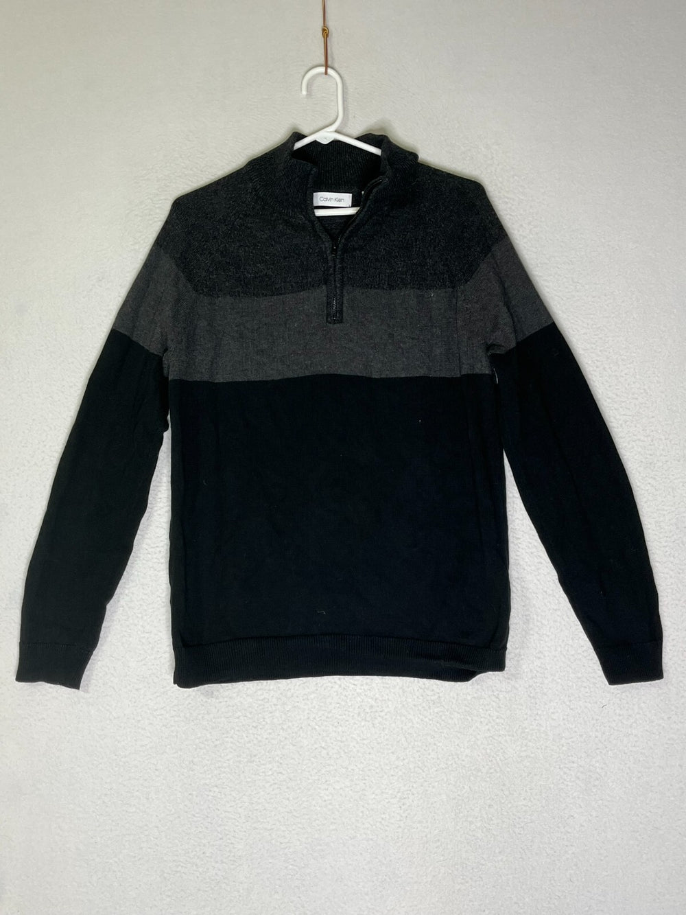 Adidas Black Grey Striped Pullover Sweater Knitted 1/4 Zip Mens Size Medium