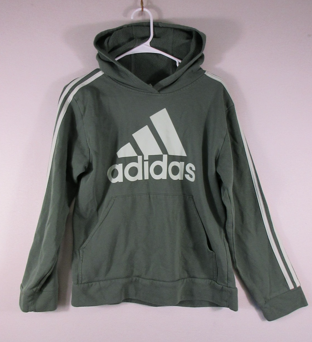 Adidas Mens Essentials Fleece Hoodie Sweatshirt Long Sleeve Pockets Size L Green