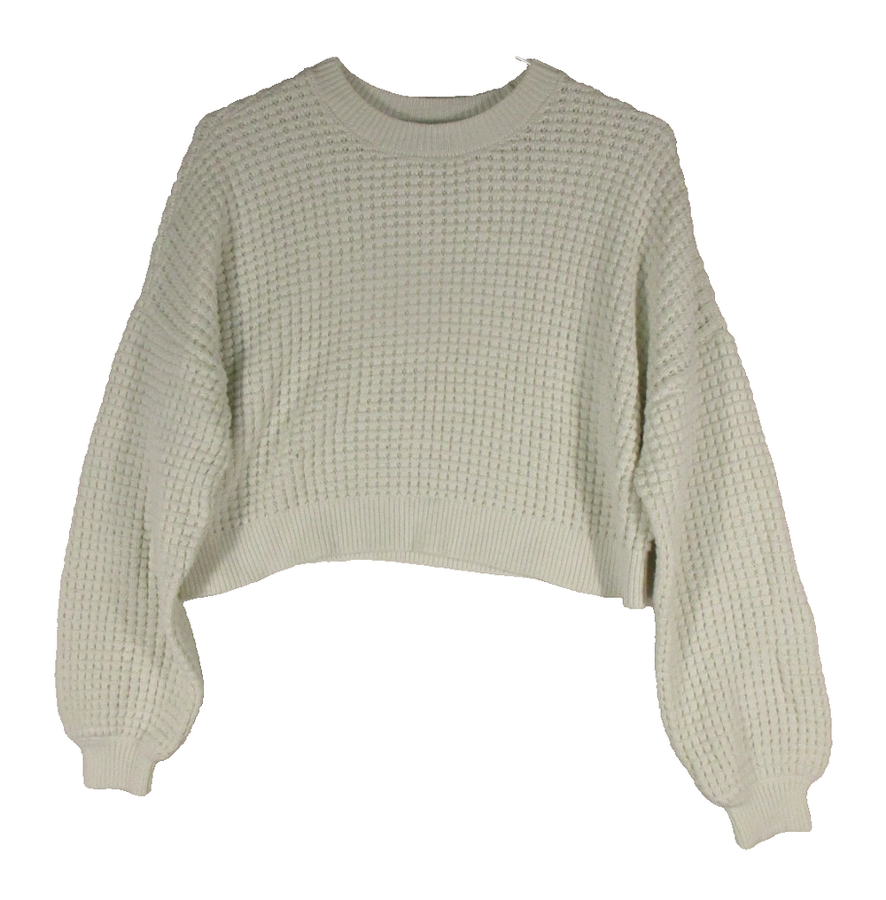 Hollister Womens Easy Waffle Crew Sweater Boxy Fit Slouchy Knit Size XS White