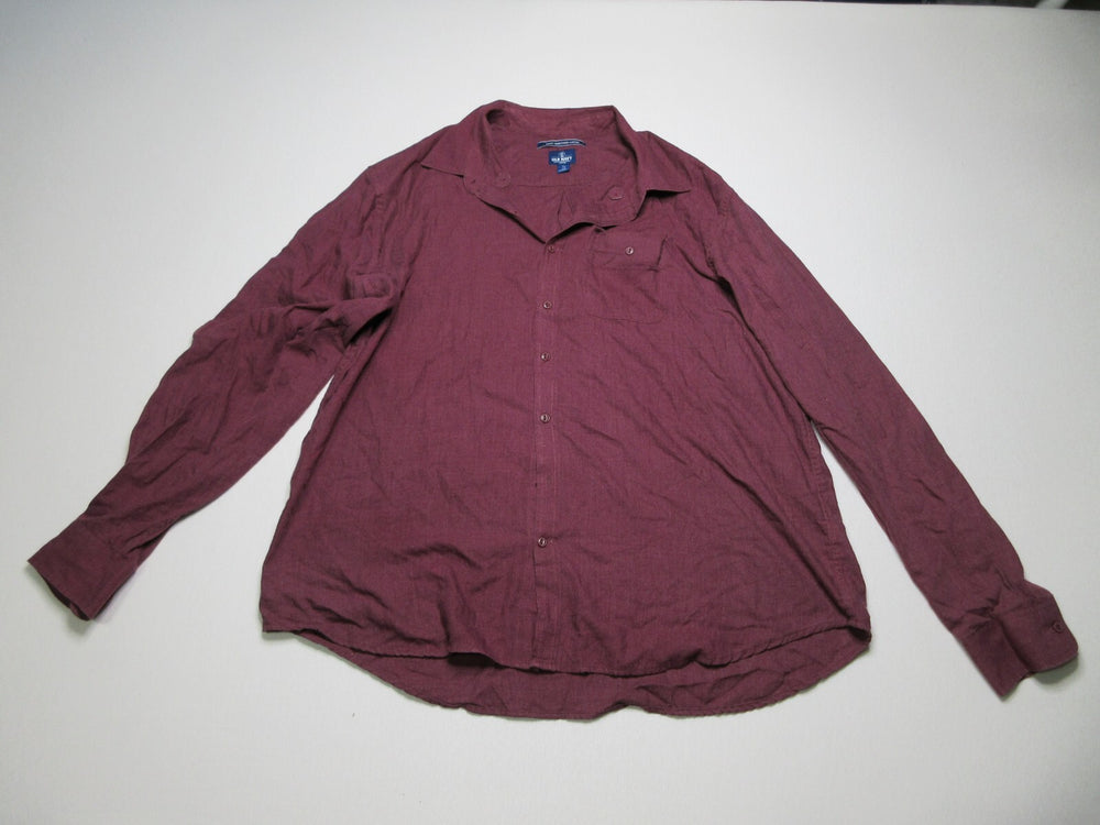 Old Navy Mens Slim-Fit Button-Up Shirt Long Sleeve Collared Size XXL Burgundy