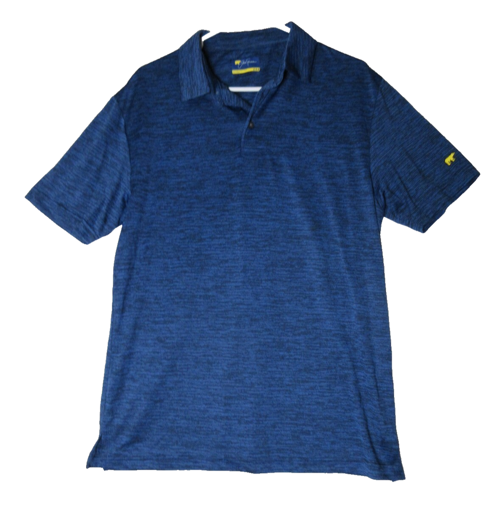 Jack Nicklaus Mens Bear Embroidery Short Sleeve Polo Shirt Collared Size M Blue
